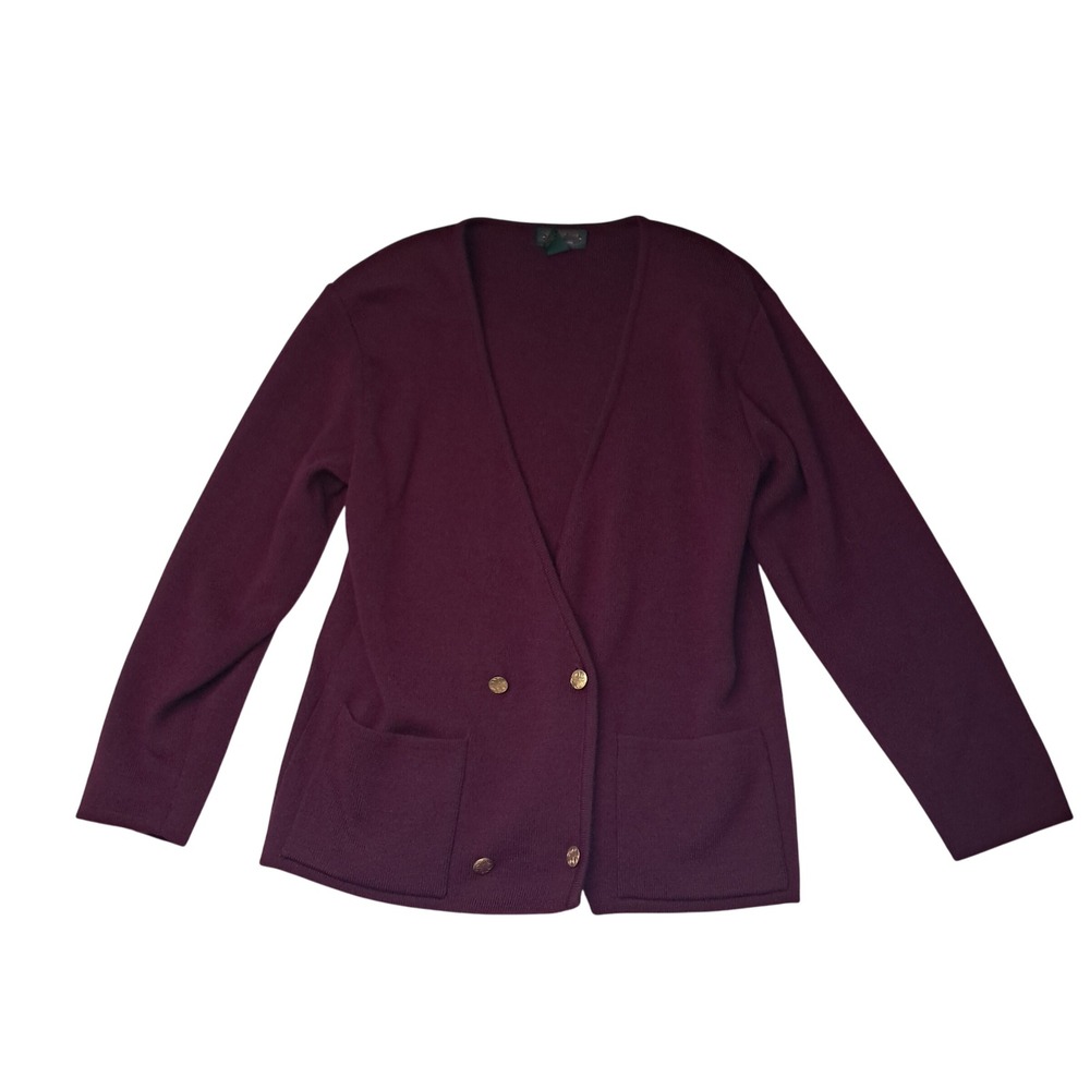 Vintage Charter Club Sweater Blazer Women's Large Purple 100% Wool‎ Old Money